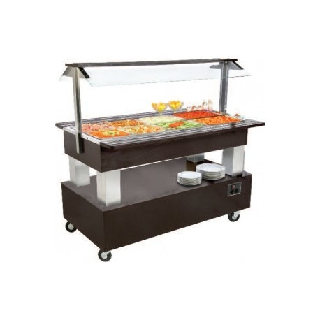 Buffet chauffant central mobile 4 bacs GN 1/1