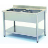 Plonge 2 bacs 1400x700 dim. cuve:60x50x30