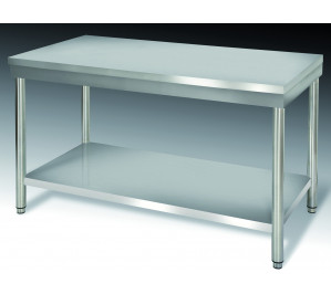 Table inox dim: 500x700 ouverte centrale avec étagère basse